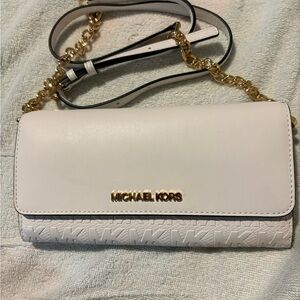 Michael Kors White and Gold Clutch